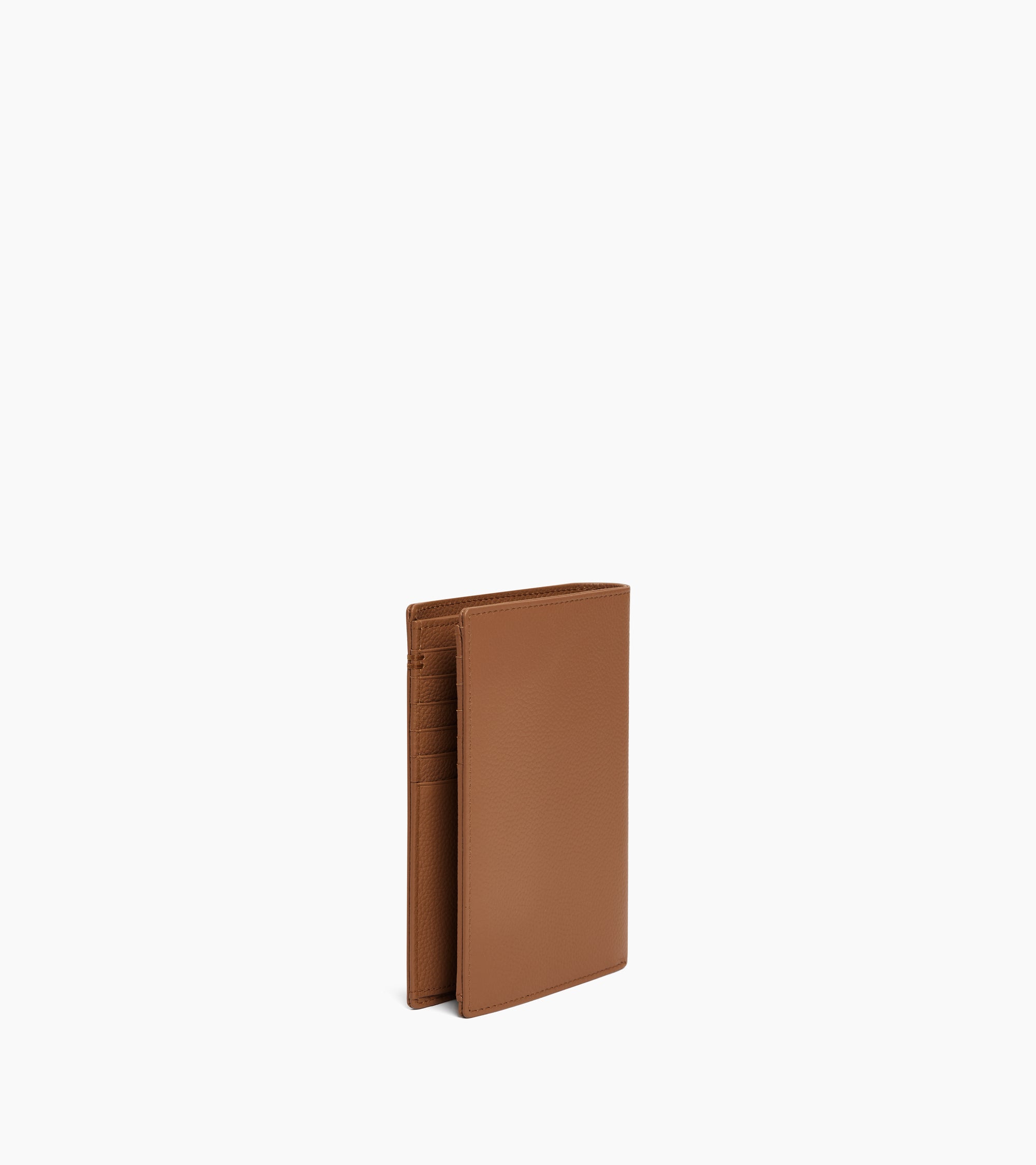 Lucien medium vertical two-fold zipped wallet in grained leather