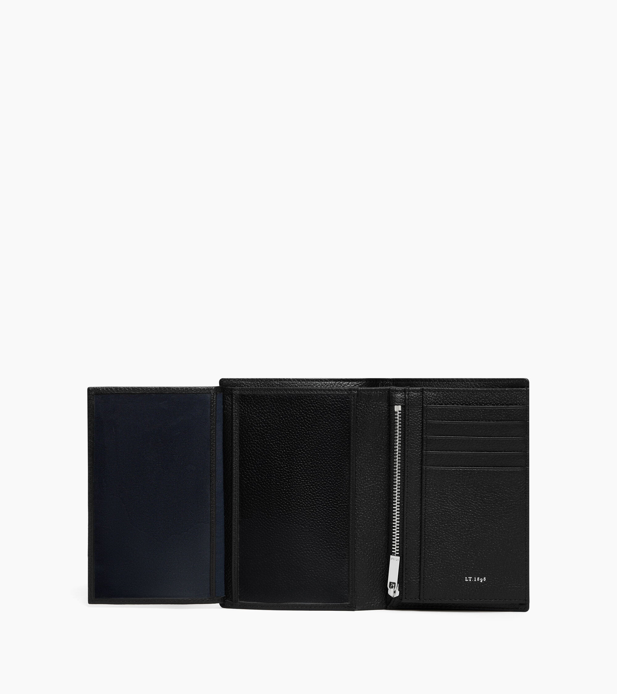 Lucien medium vertical two-fold zipped wallet in grained leather
