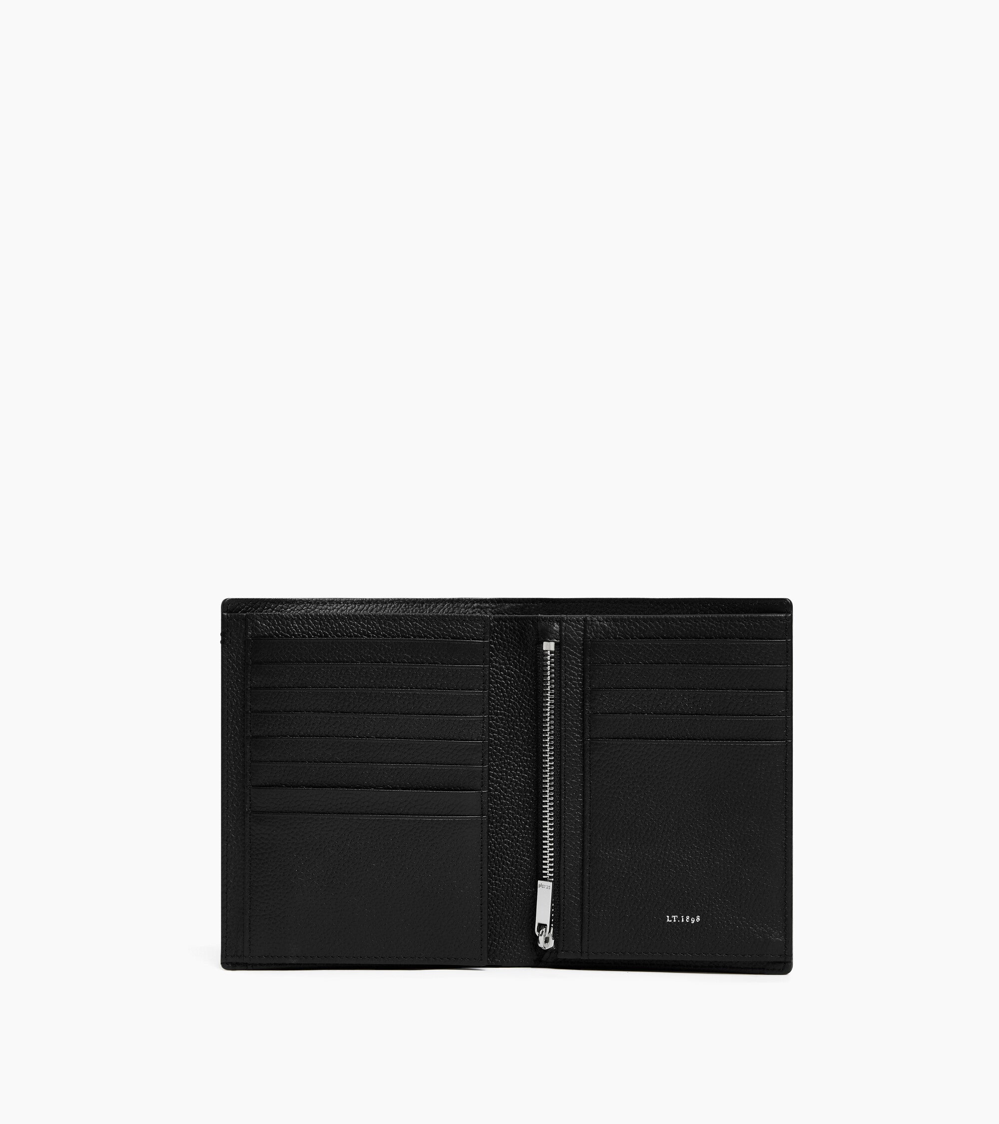 Lucien large vertical two-fold zipped wallet in grained leather