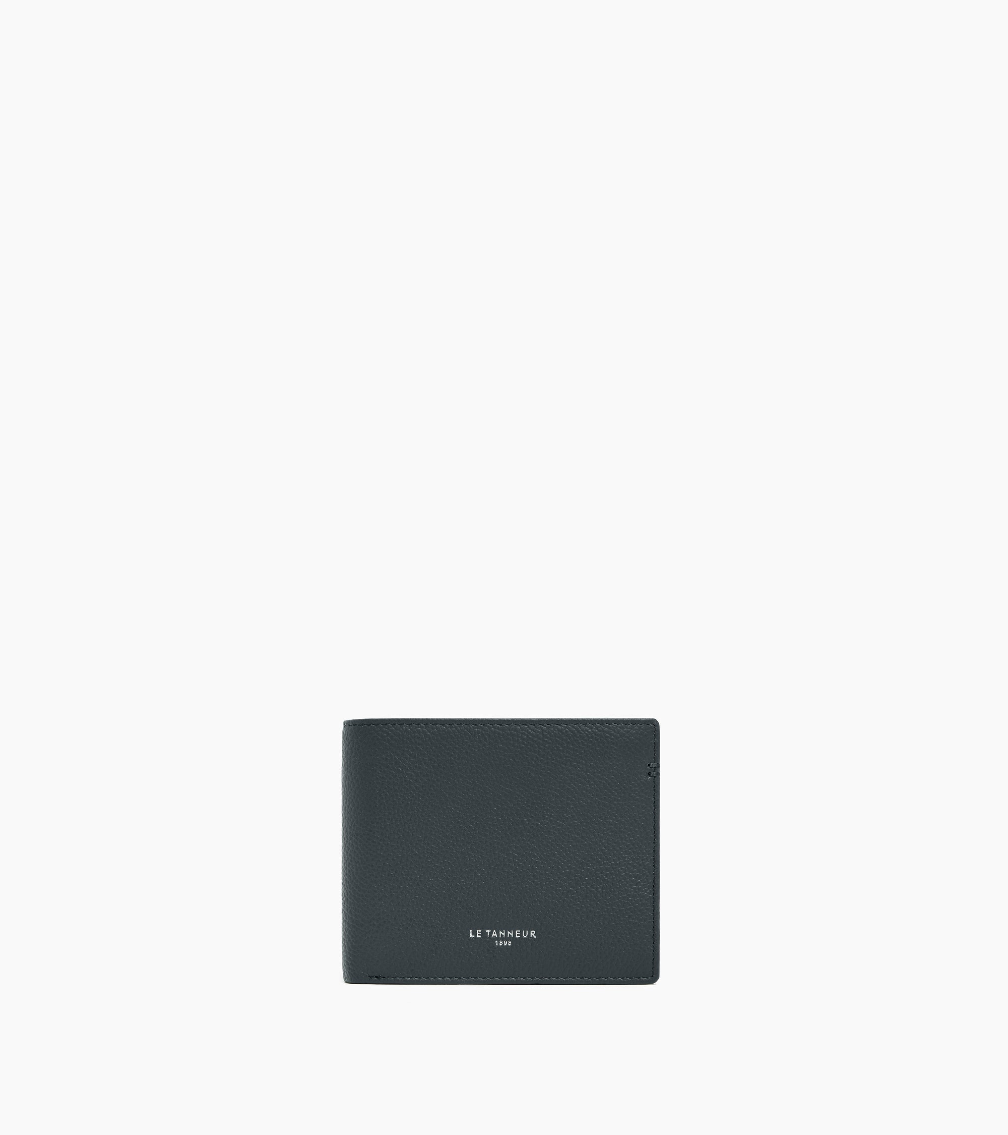 Lucien two-fold wallet with flap in grained leather