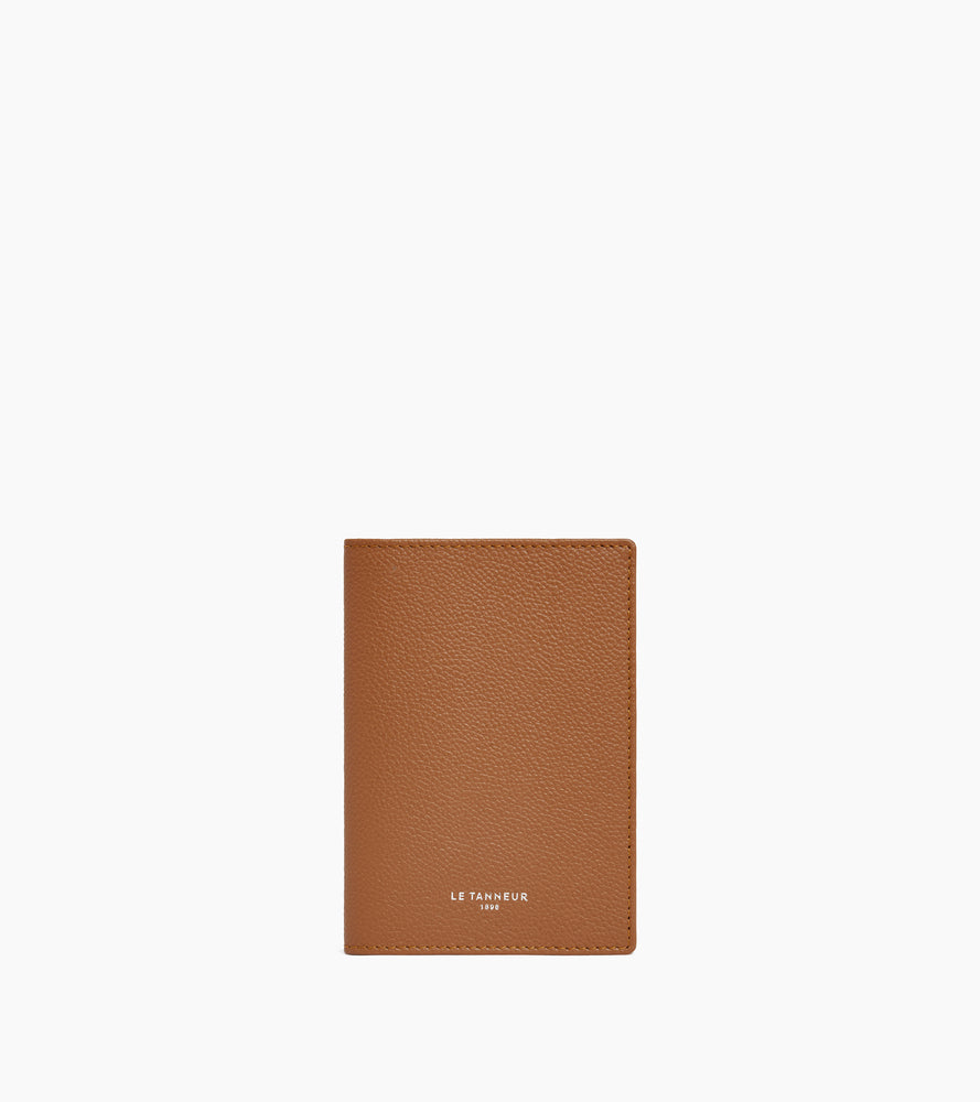 Grained leather passport holder