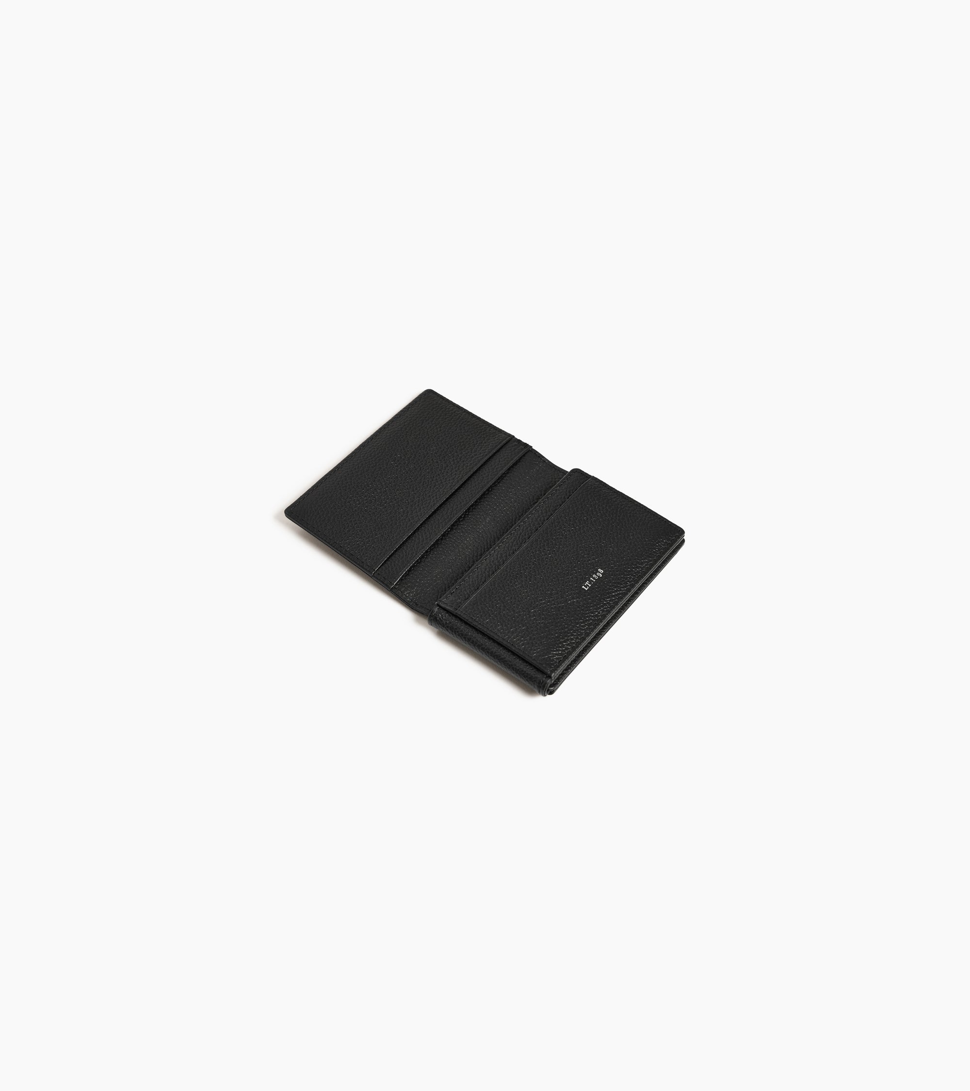 Lucien horizontal two-fold card holder in grained leather