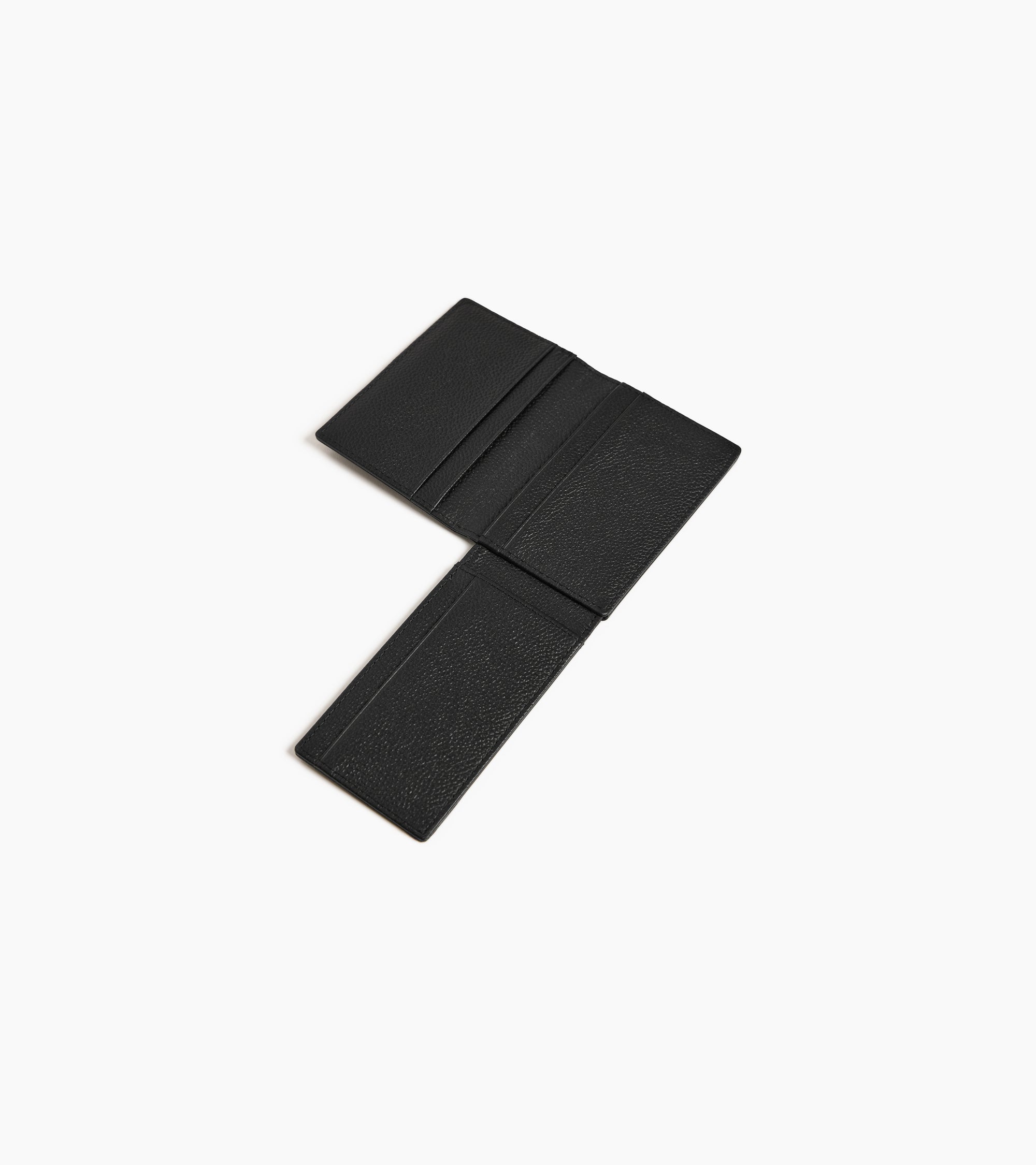 Lucien horizontal two-fold card holder in grained leather