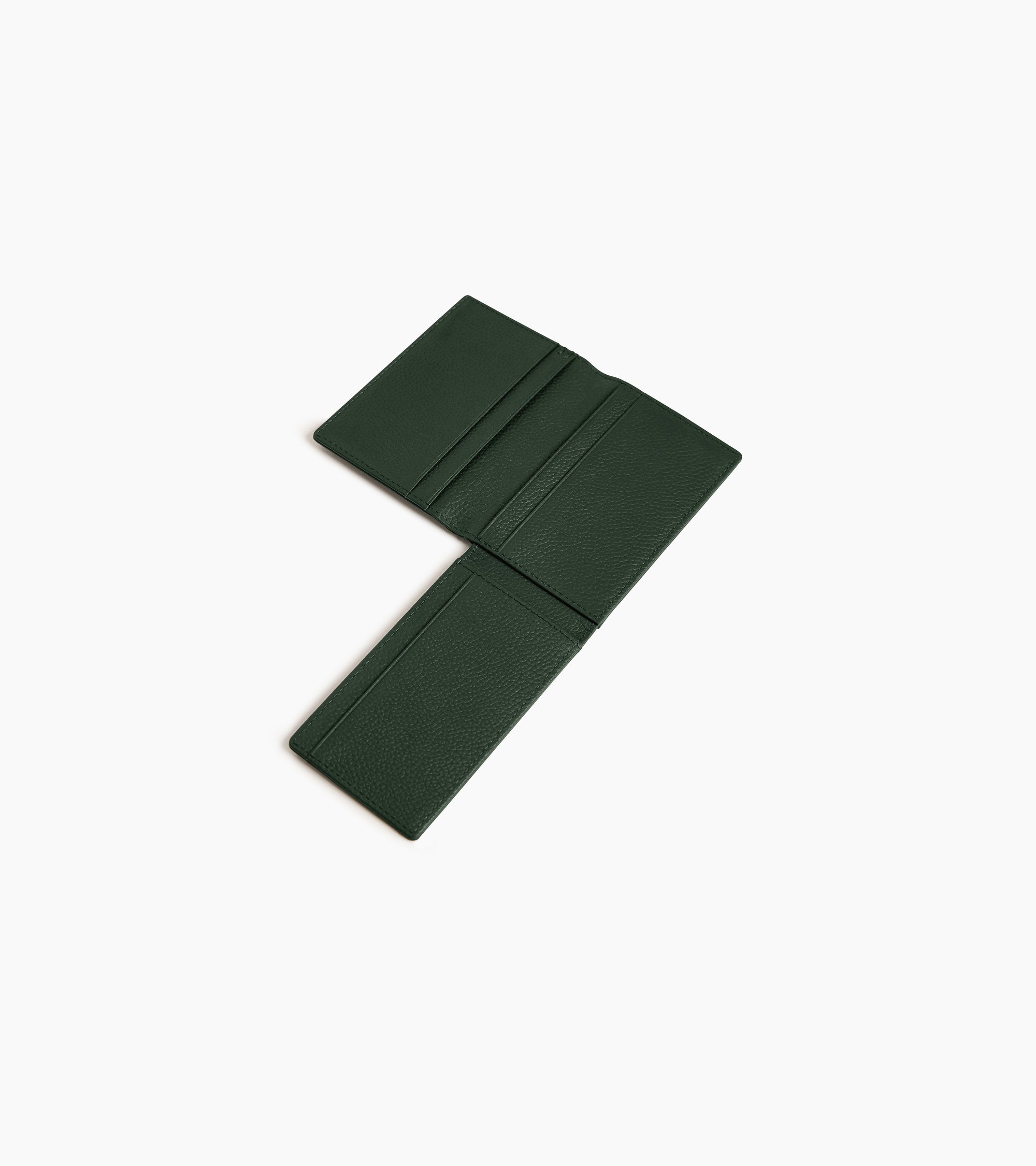 Lucien horizontal two-fold card holder in grained leather