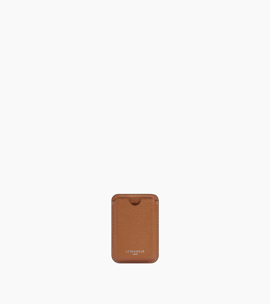 Magnetic card holder in grained leather