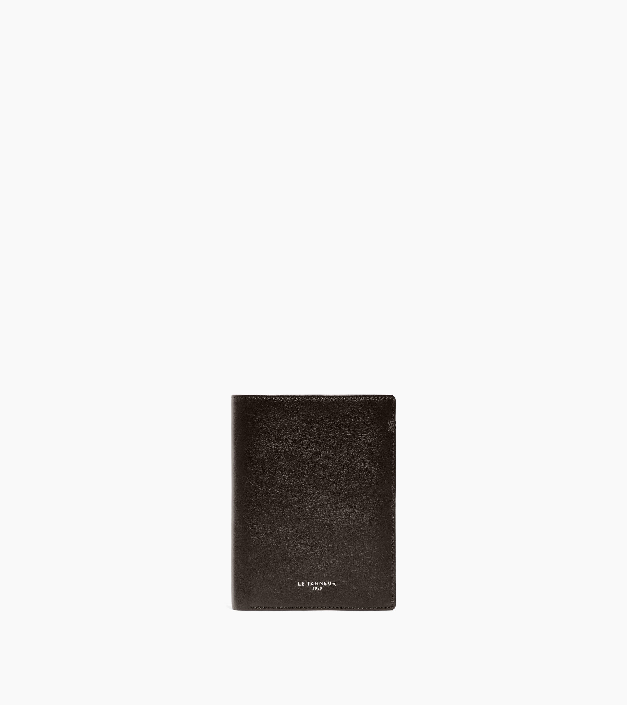 Lucien large vertical two-fold zipped wallet in oiled leather