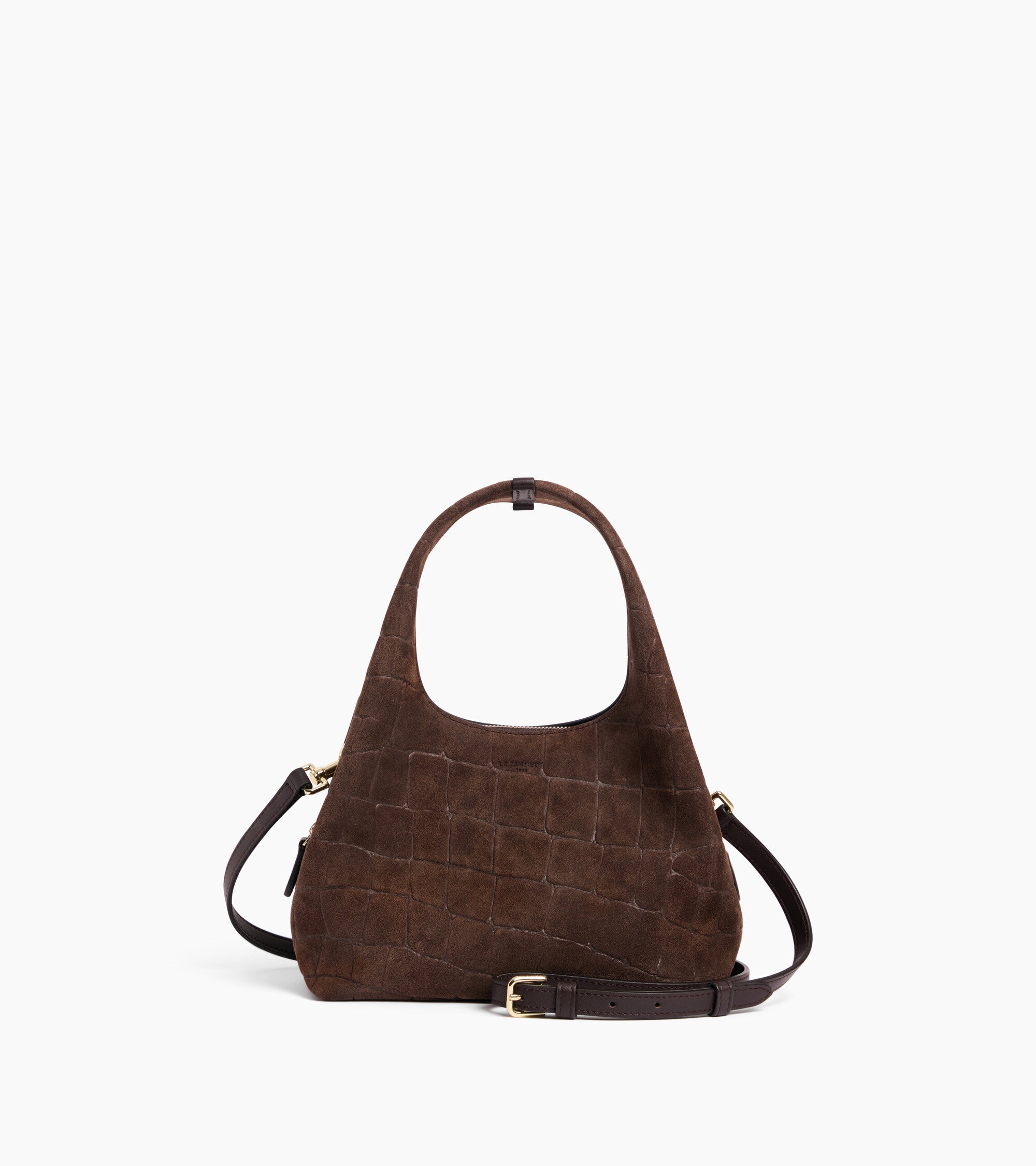 Bolso pequeño Juliette de piel serraje con acabado de terciopelo repujado de cocodrilo