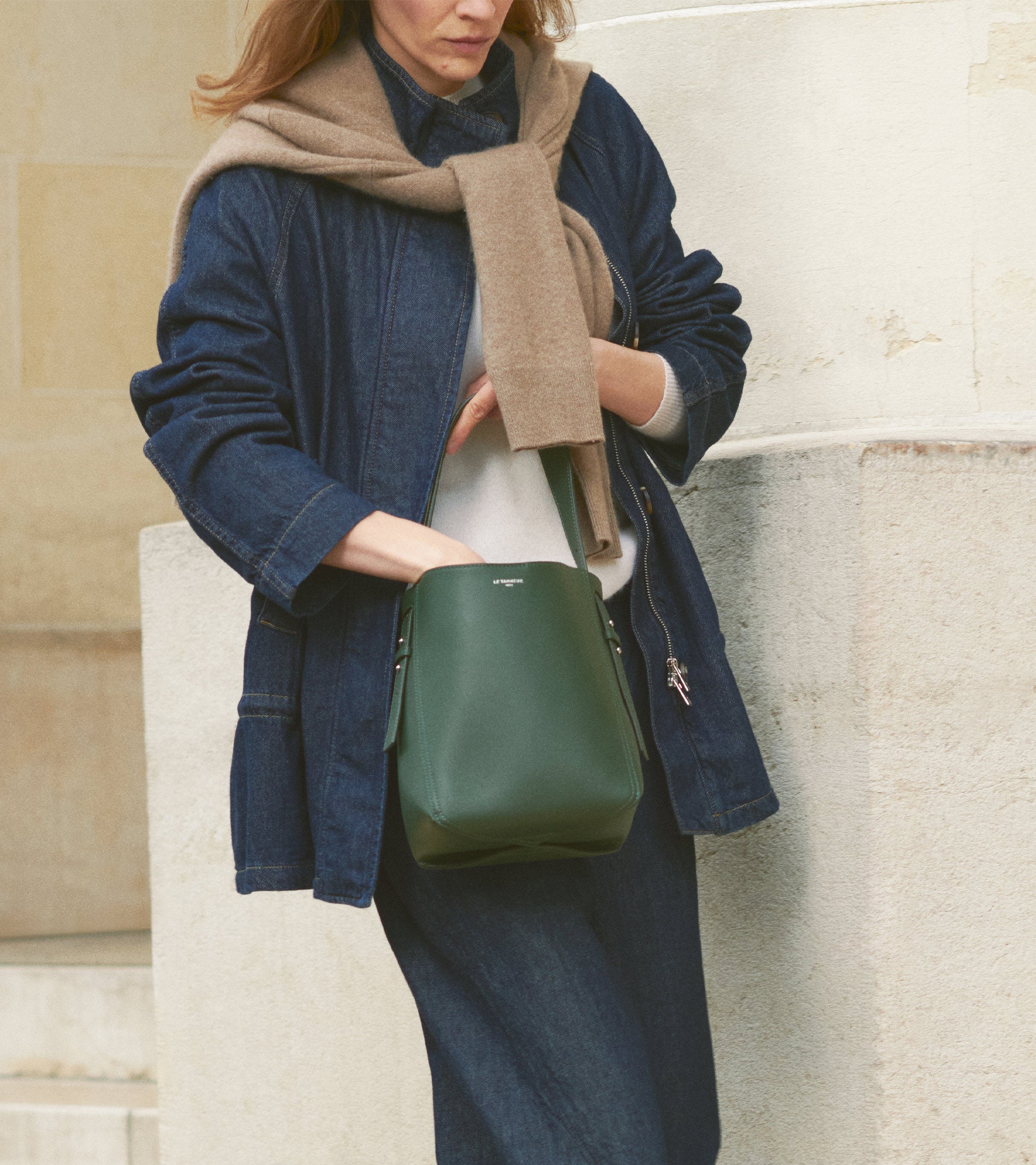 Céleste small smooth leather hobo bag