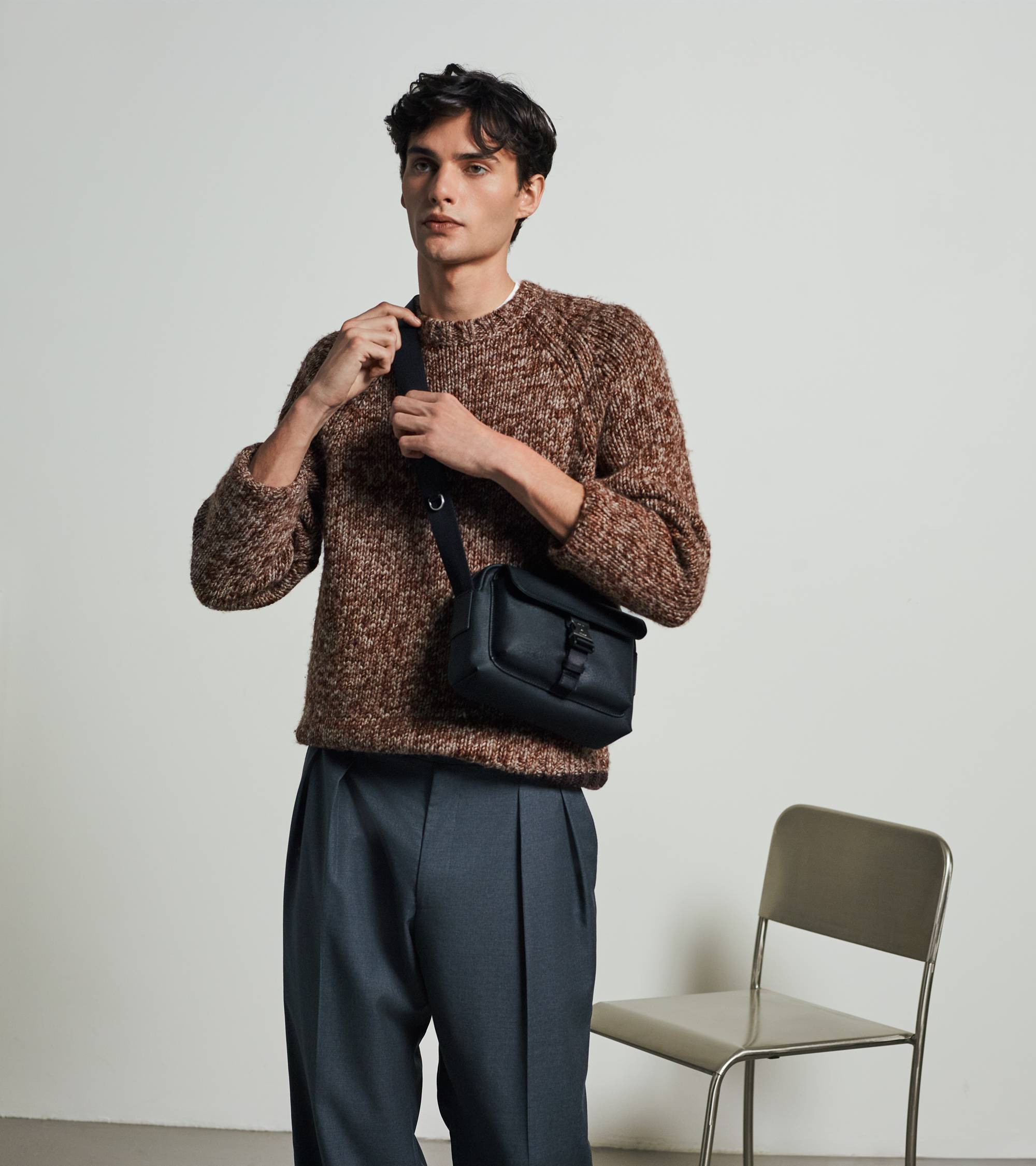 Maurice small bag with crossbody strap in coated canvas