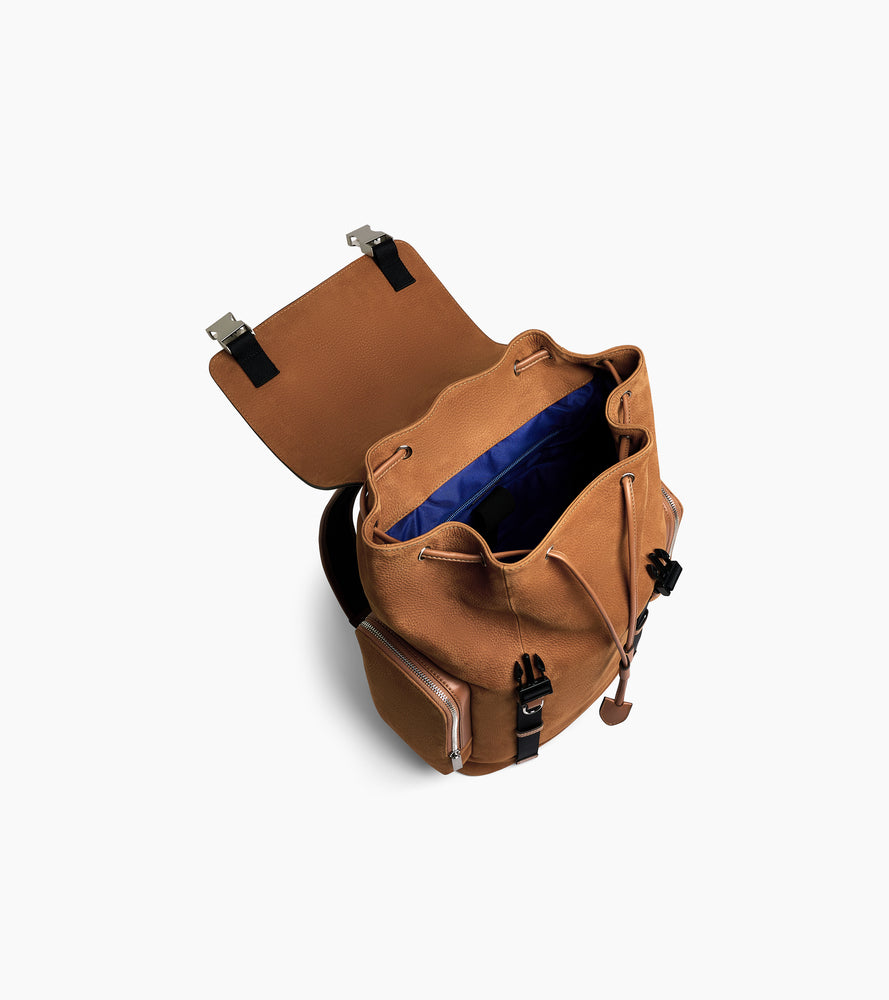 Maurice backpack in grained nubuck leather with a flap