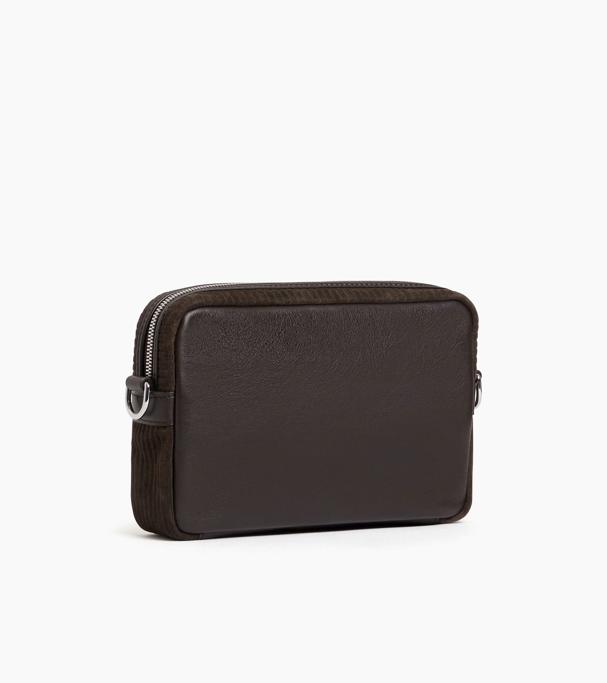 Emile camera bag in ribbed and smooth leather