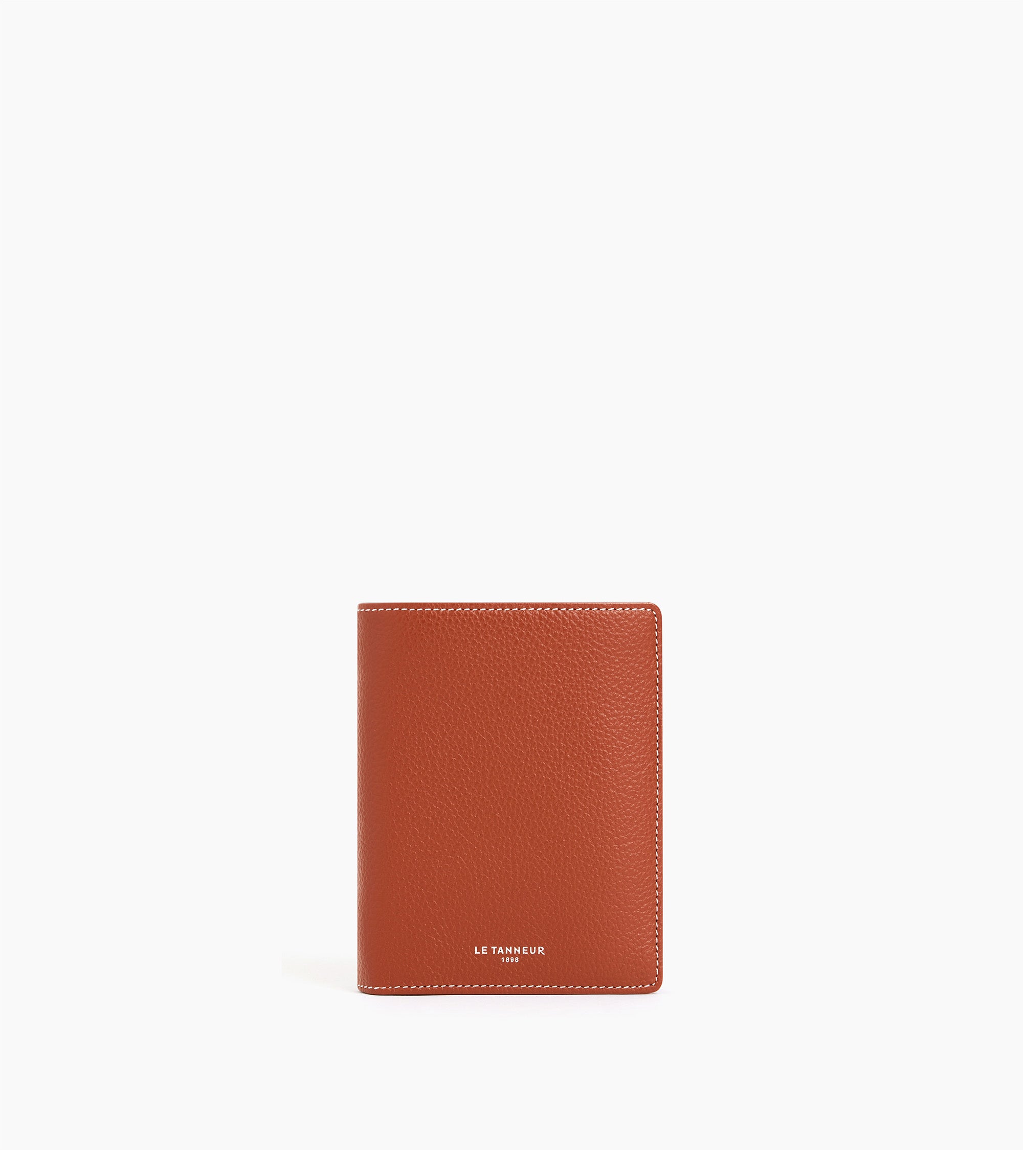 Emile vertical, zipped wallet with 2 gussets in pebbled leather