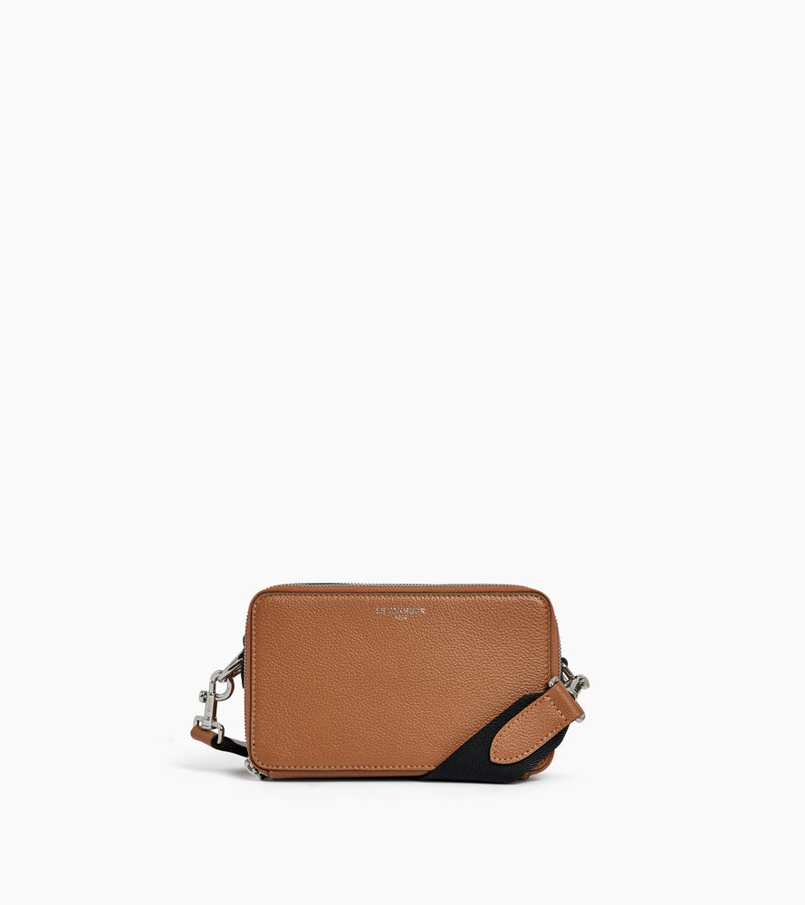 Emile small 2-compartment satchel in grained leather