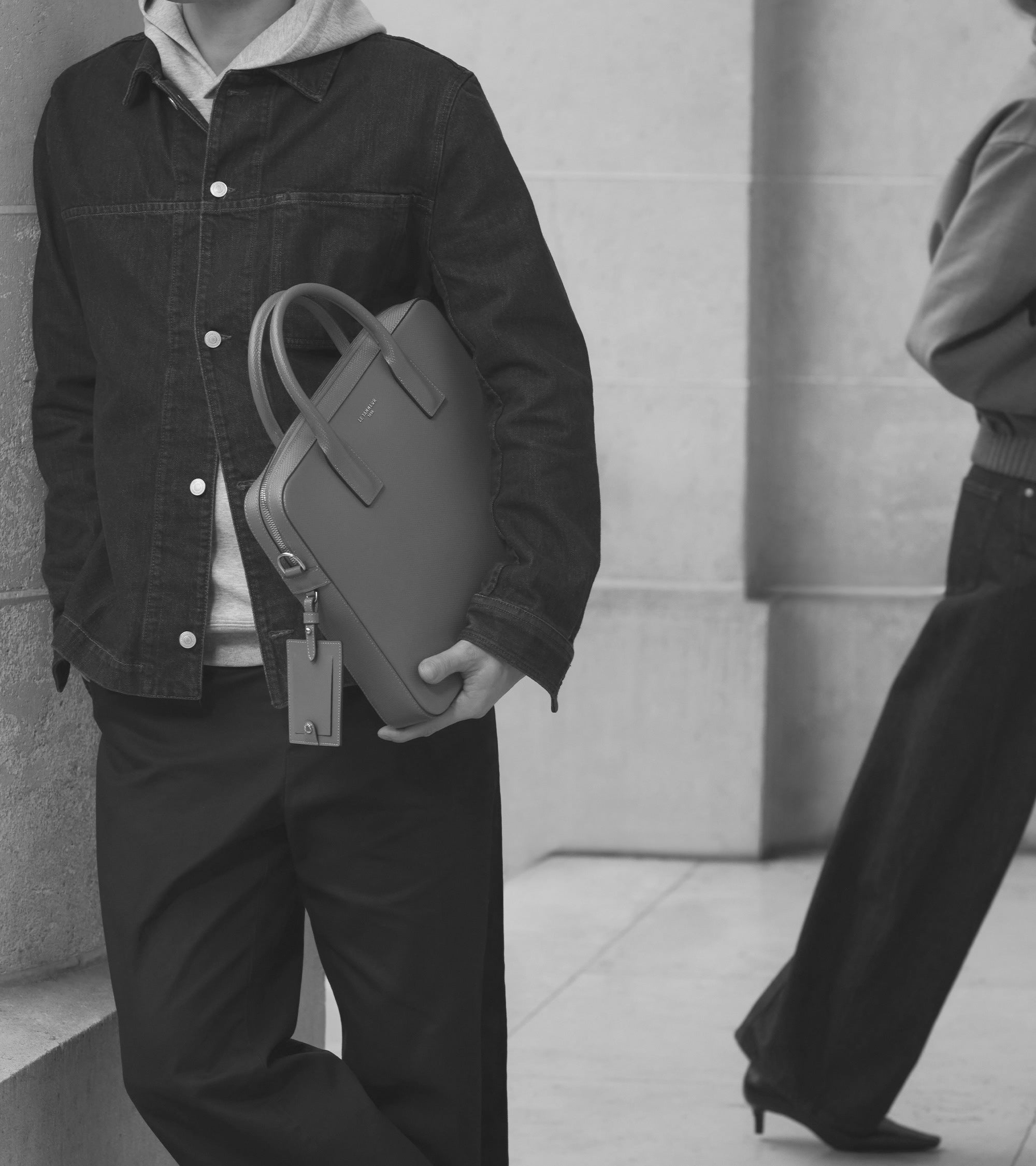 Emile slim 14" briefcase in signature t leather