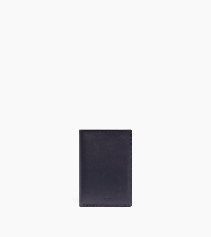 cartera vertical grande con cremallera de 2 secciones de piel lisa