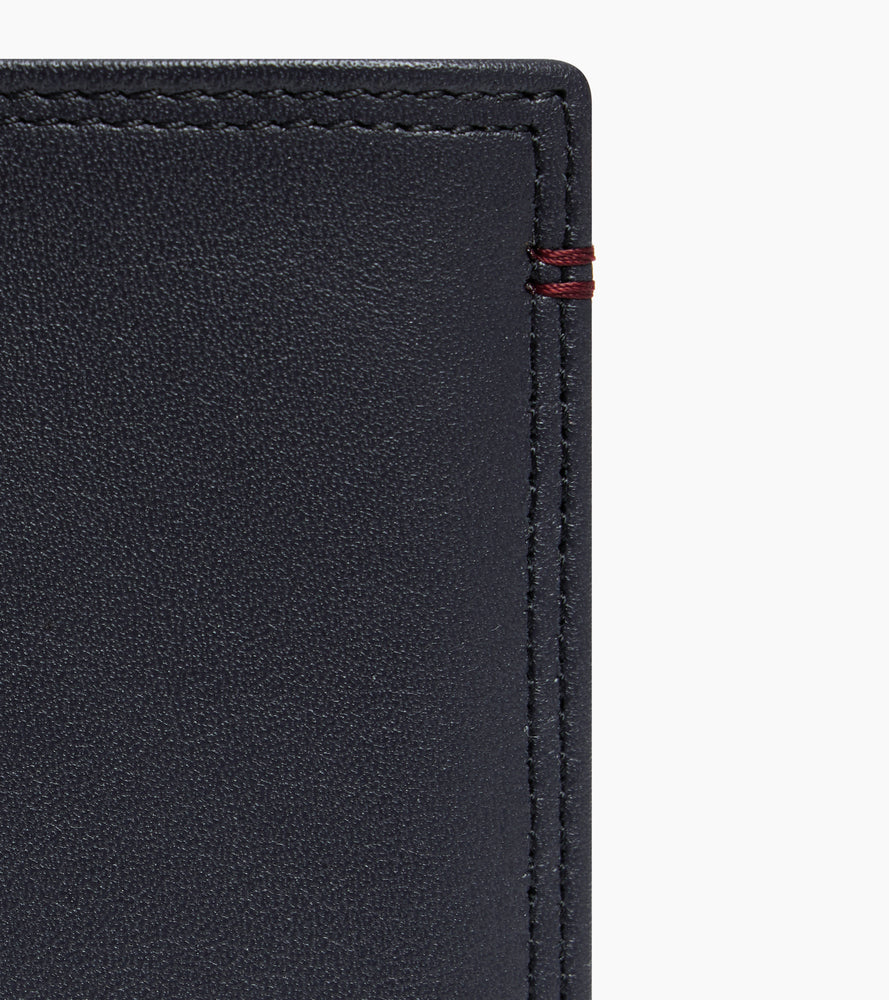 cartera vertical grande con cremallera de 2 secciones de piel lisa