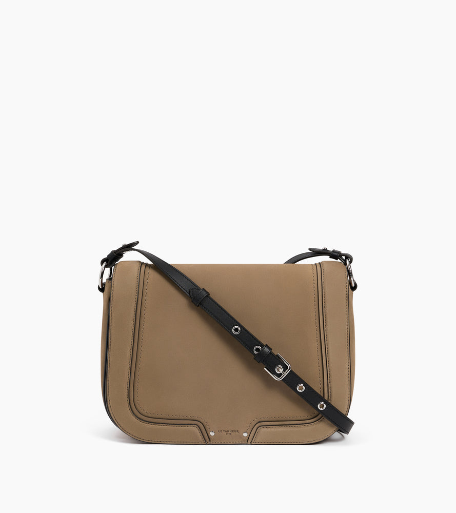 Ella large shoulder bag in smooth leather and nubuck