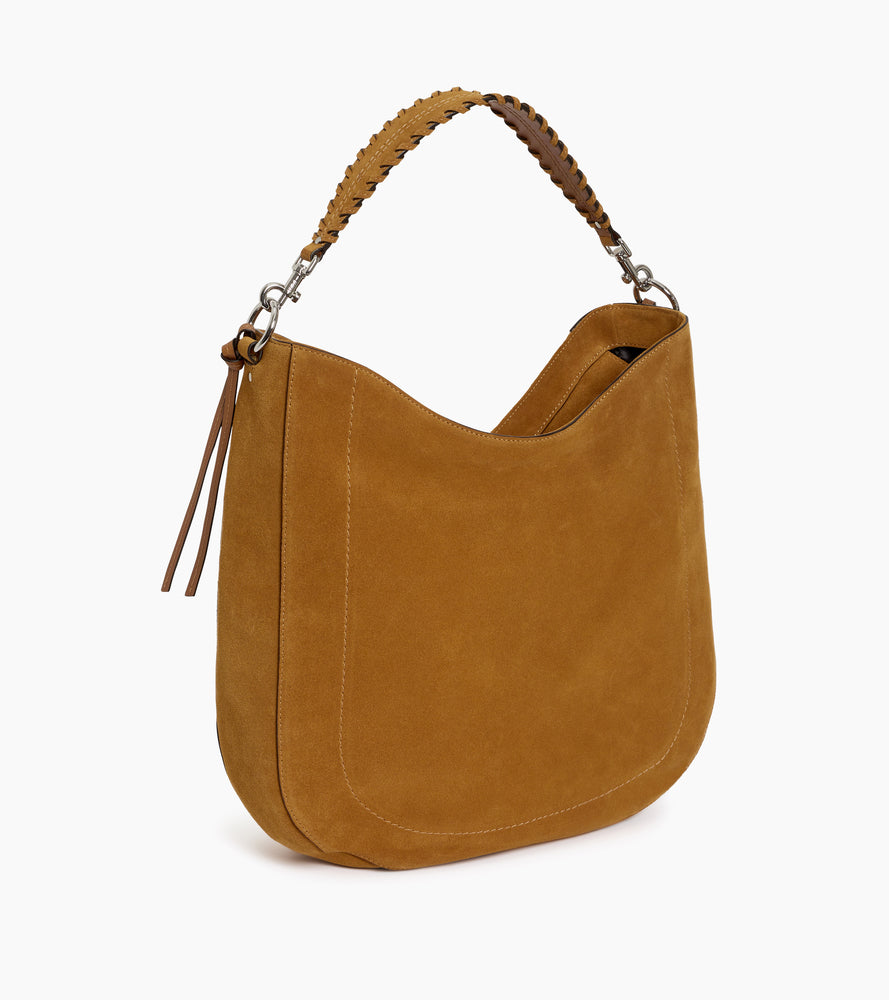 Mittelgroße Hobo-Tasche Ella aus Wildleder und Schafsleder
