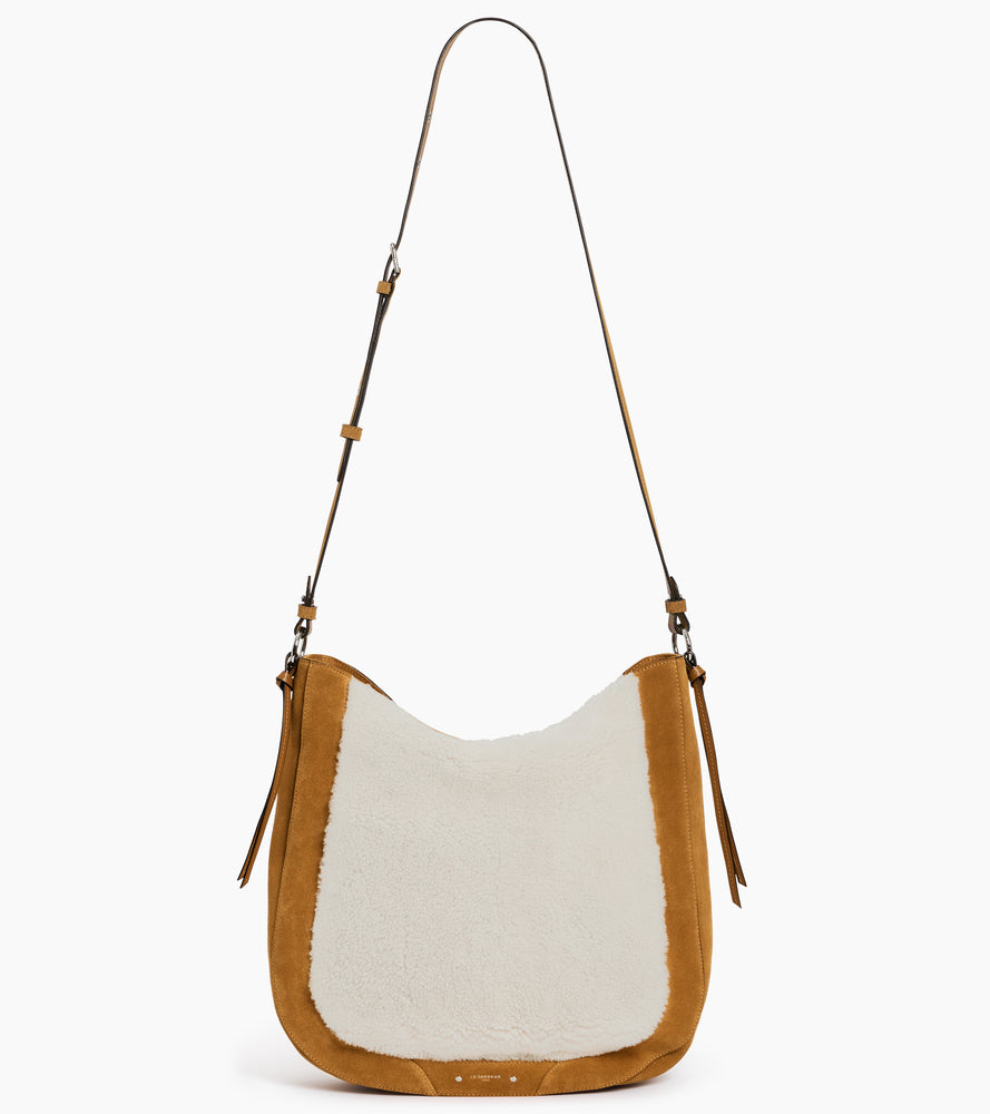 Mittelgroße Hobo-Tasche Ella aus Wildleder und Schafsleder