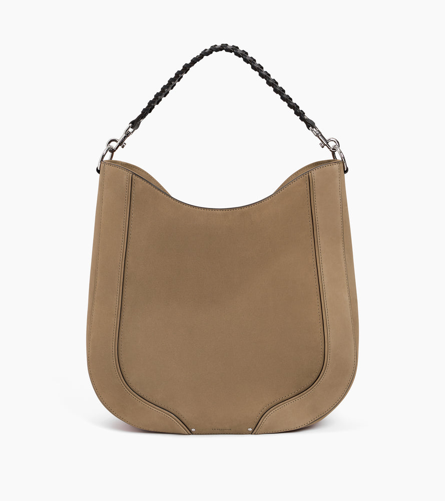Ella medium hobo bag in smooth leather and nubuck