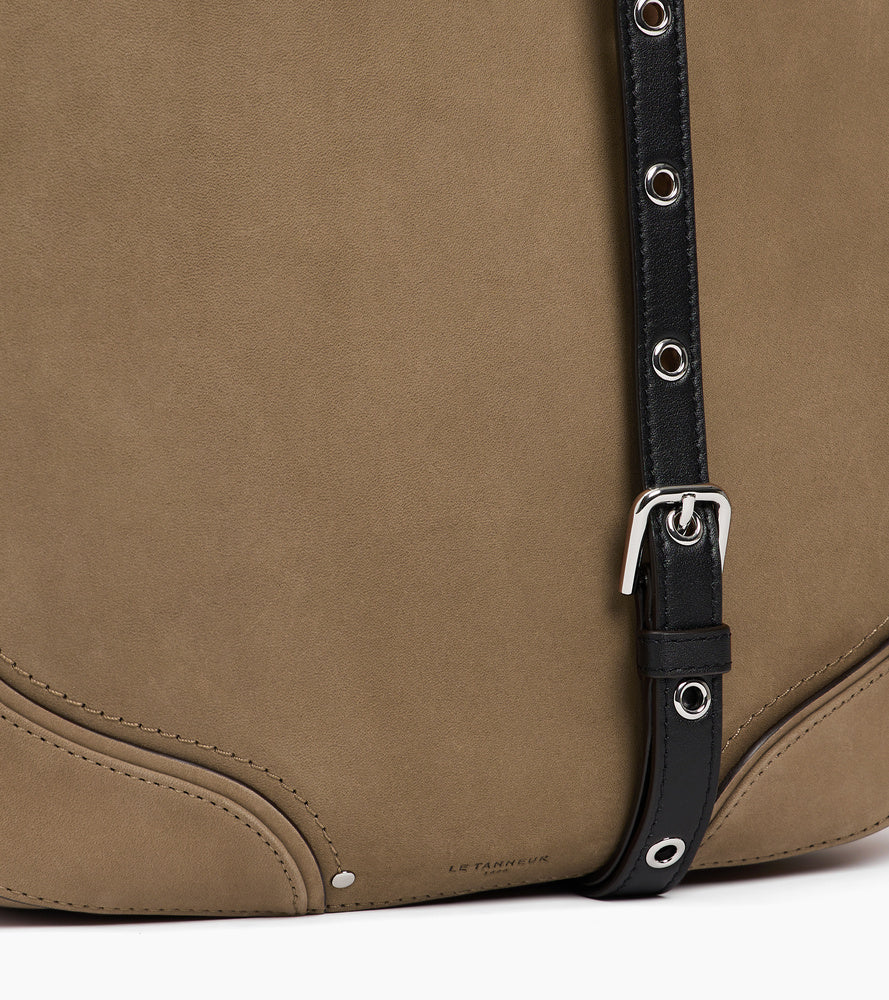 Ella medium hobo bag in smooth leather and nubuck