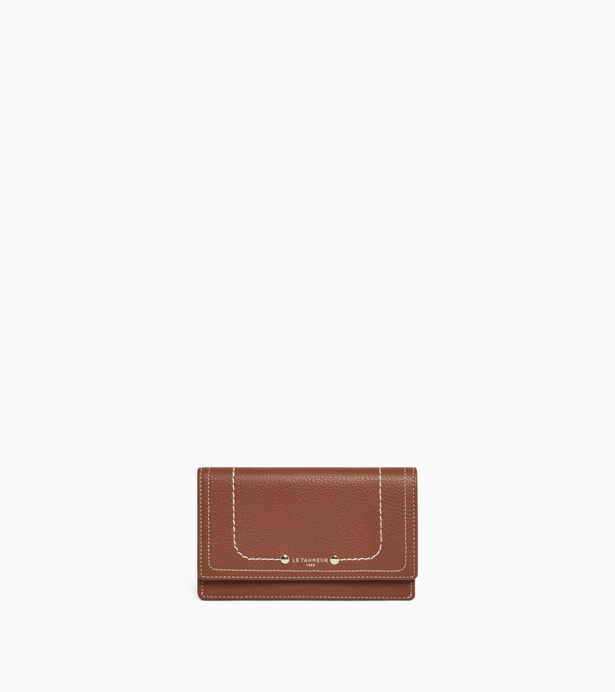Ella card holder in grained leather with flap