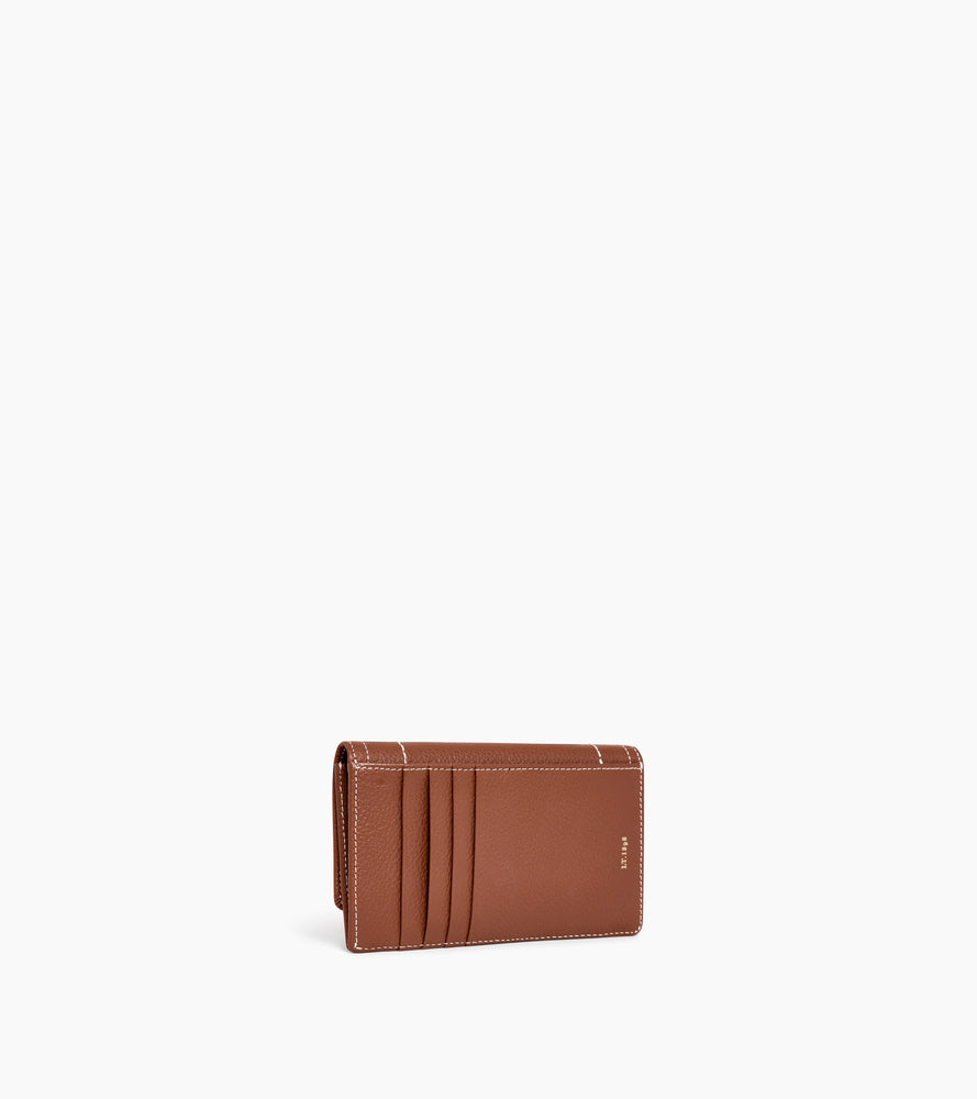 Ella card holder in grained leather with flap