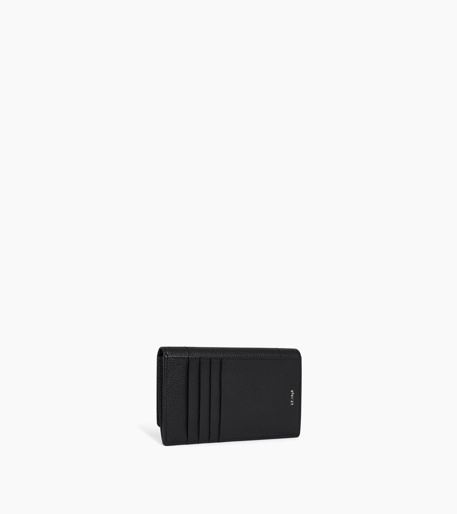 Ella card holder in grained leather with flap