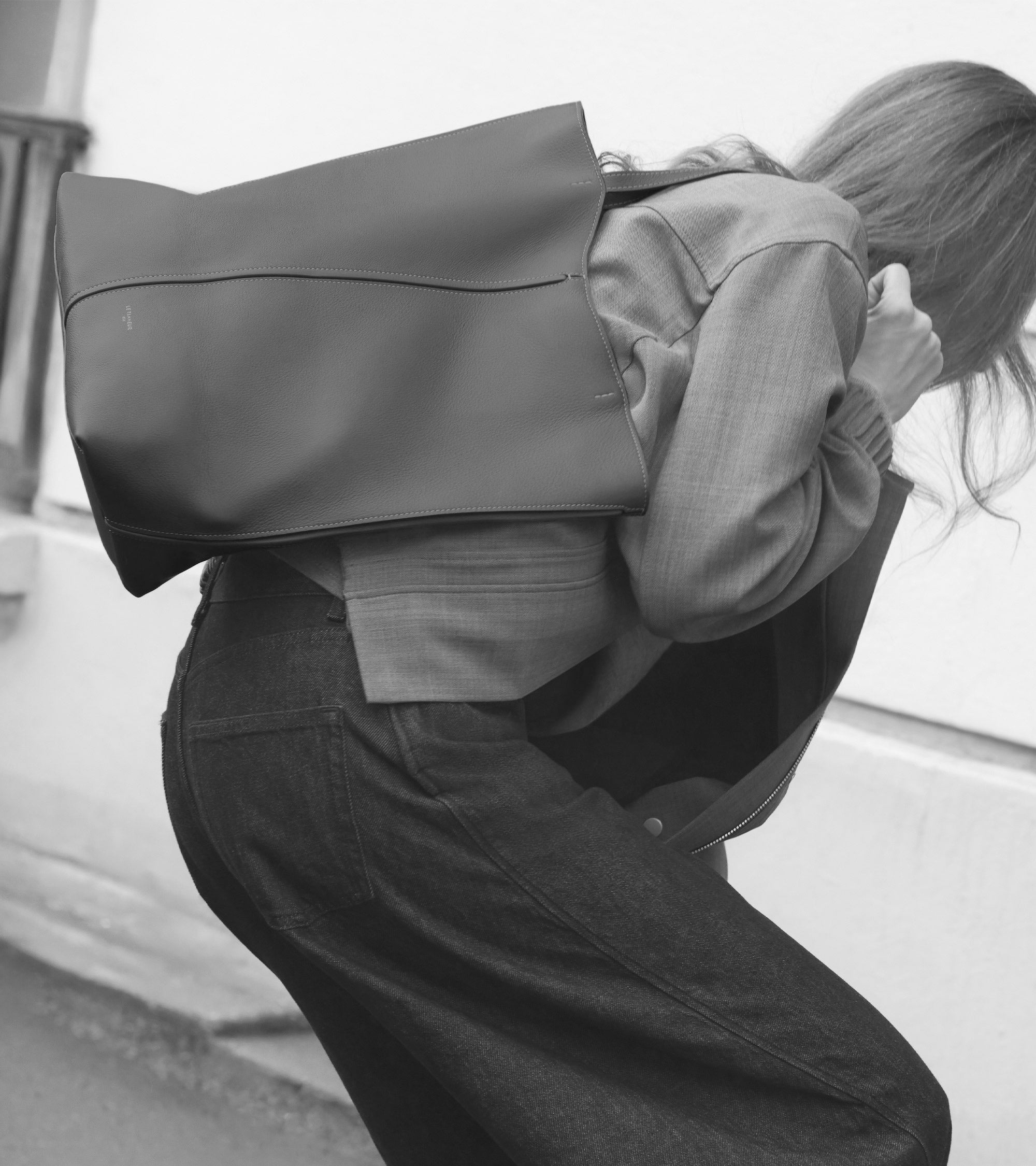 Hortense medium tote bag in double-face grained leather