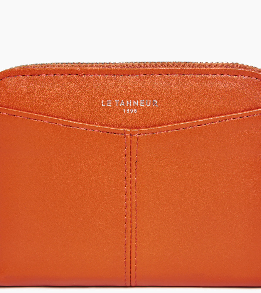 Zipped wallet with removable card holder Charlotte in smooth leather