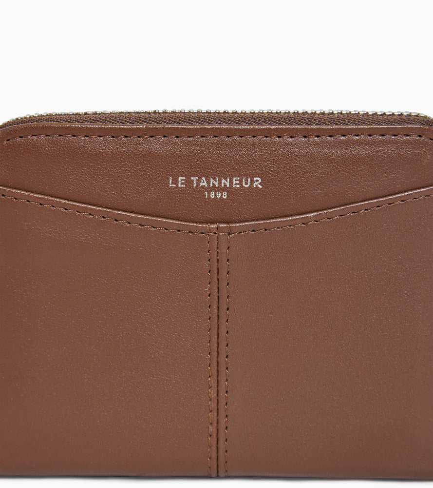 Zipped wallet with removable card holder Charlotte in smooth leather