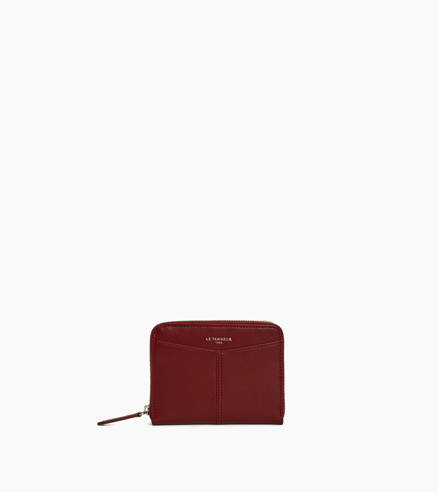 Charlotte zipped wallet with removable card holder in smooth leather