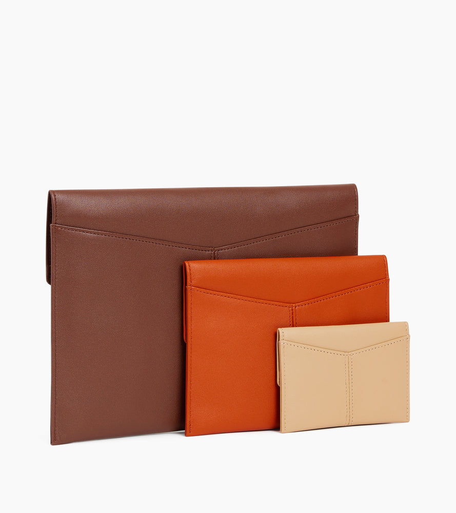 Trio of pouches Charlotte in smooth leather