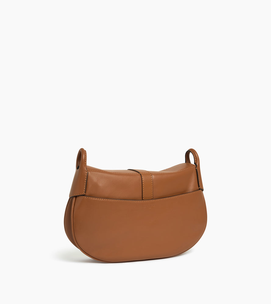 Pia small shoulder bag in raffia effect and smooth leather