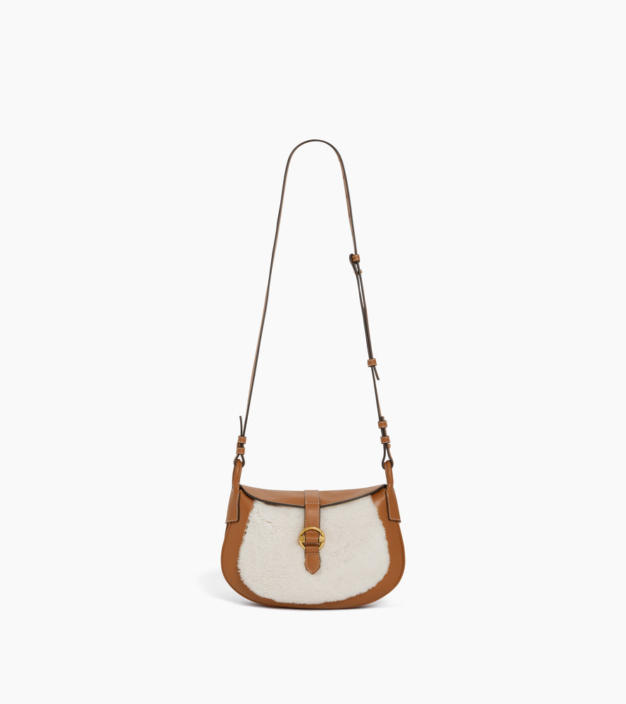 Petit sac bandoulière Pia en cuir lisse et peau lainée