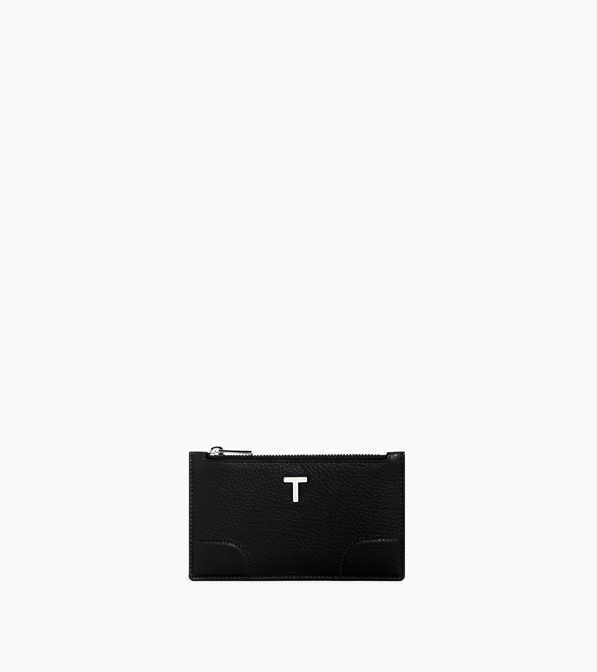 Romy zipped card case in pebbled leather
