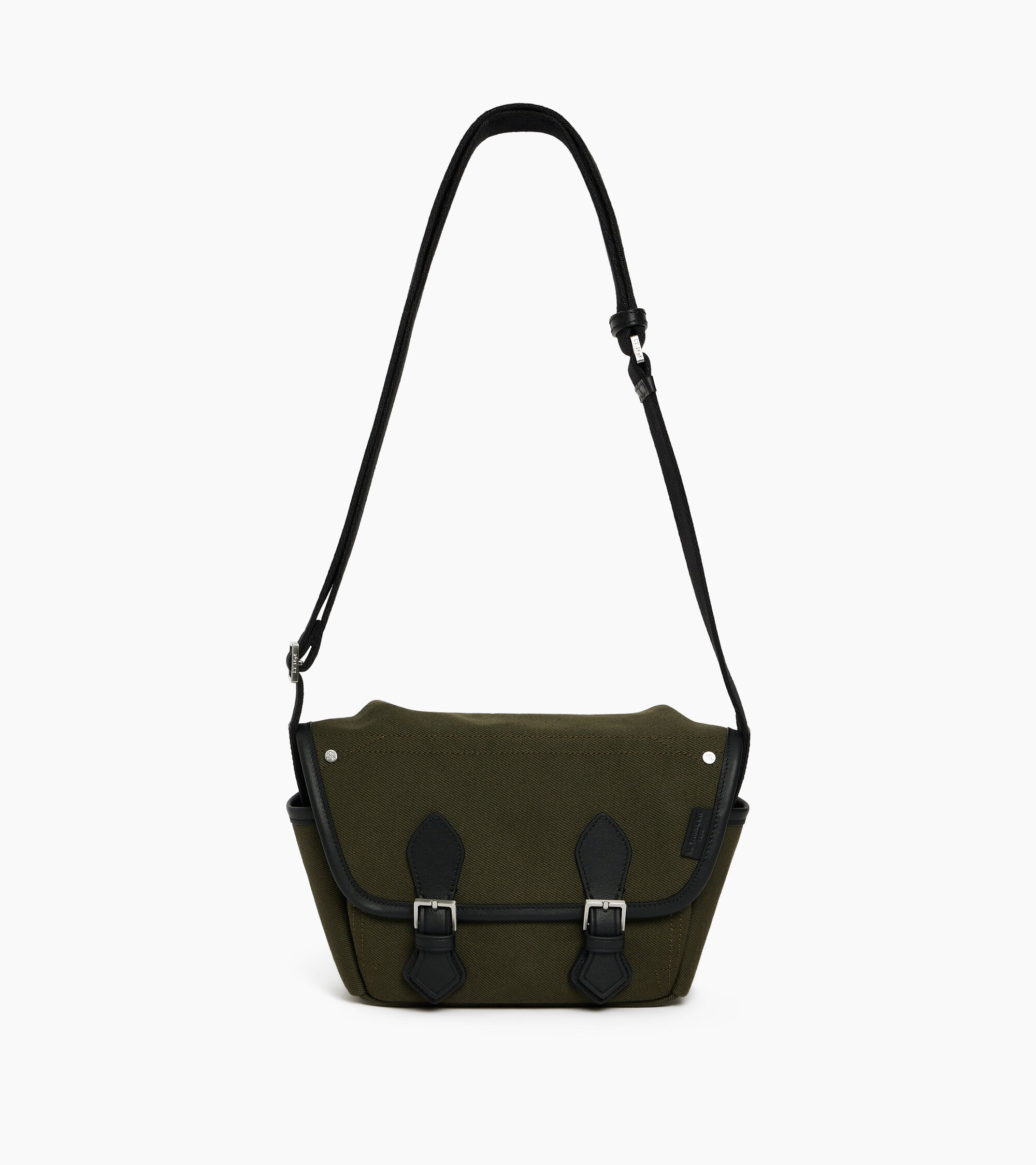 Solveig small shoulder bag in cotton canvas and smooth leather