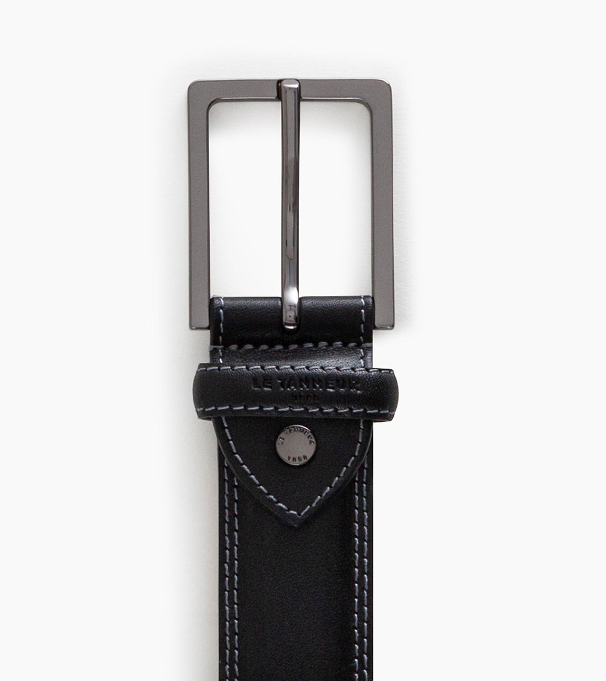 Vegetable tanned men's leather Martin belt with square buckle